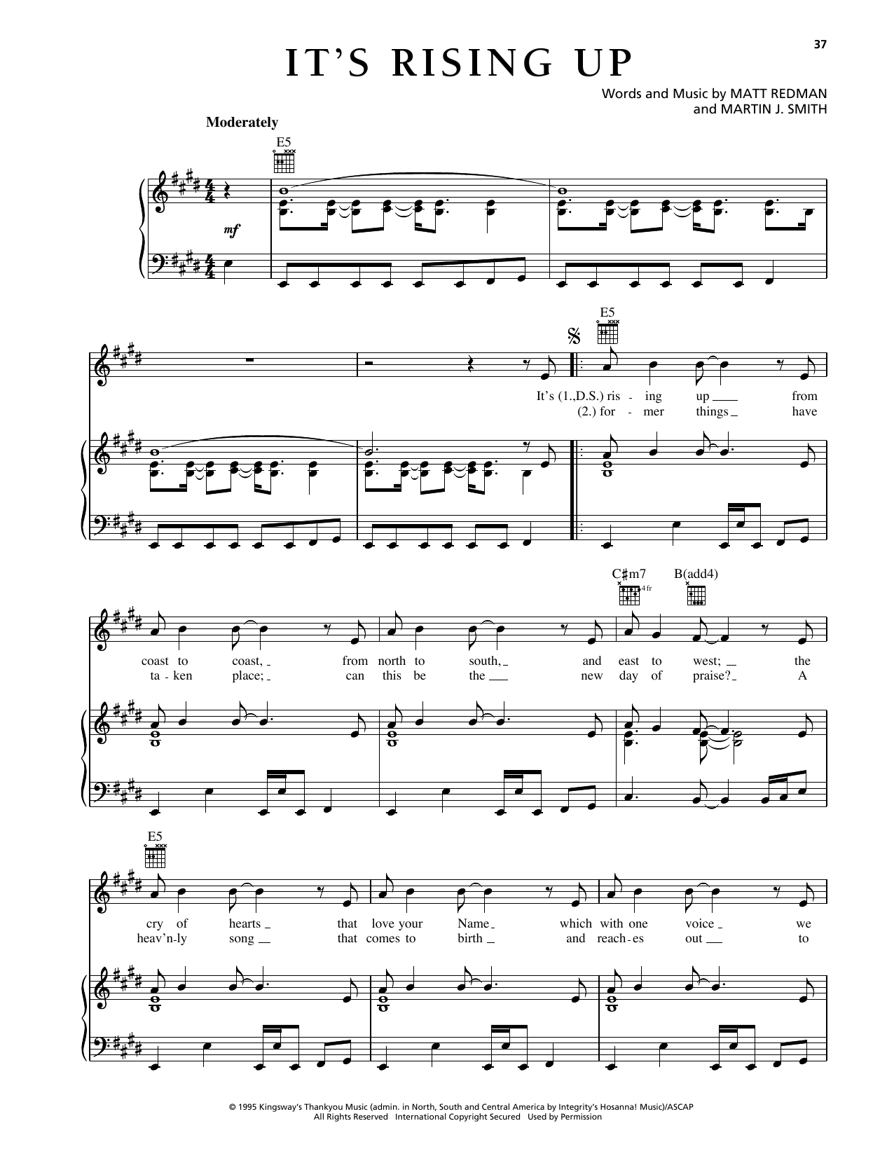 Matt Redman It's Rising Up sheet music notes and chords arranged for Piano, Vocal & Guitar Chords (Right-Hand Melody)