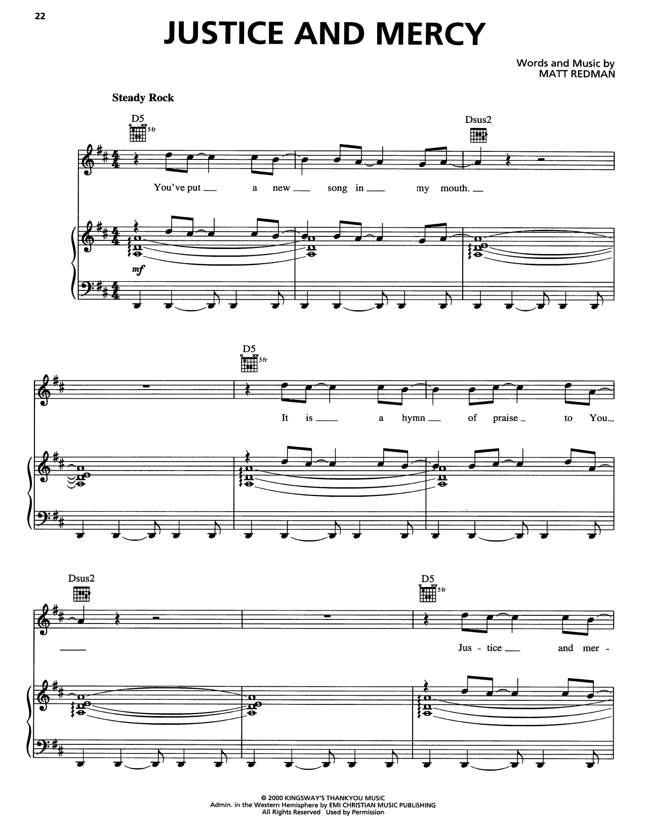 Matt Redman Justice And Mercy sheet music notes and chords arranged for Piano, Vocal & Guitar Chords (Right-Hand Melody)
