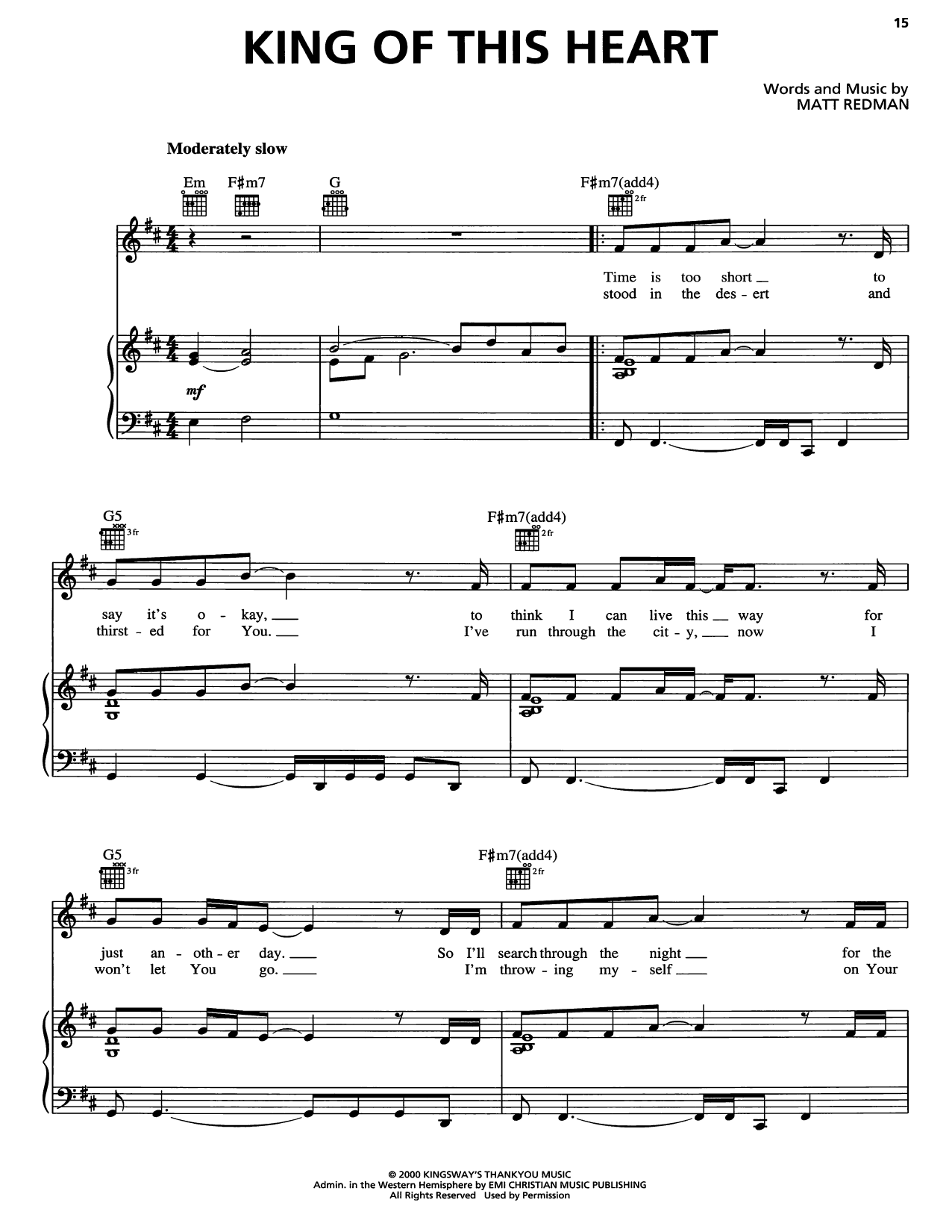 Matt Redman King Of This Heart sheet music notes and chords arranged for Piano, Vocal & Guitar Chords (Right-Hand Melody)