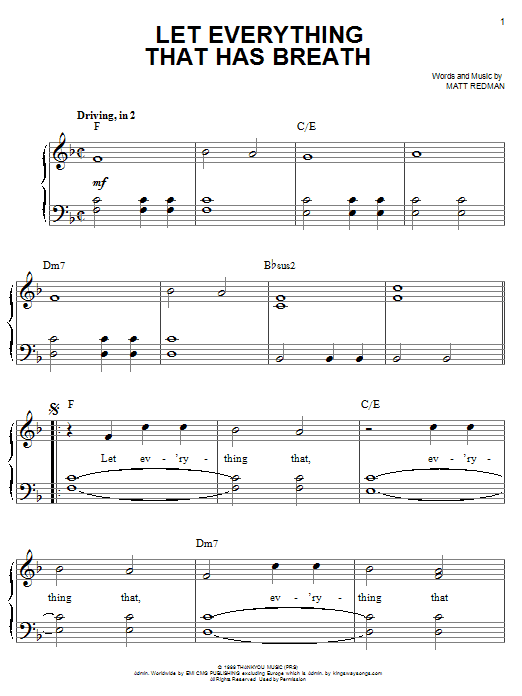 Matt Redman Let Everything That Has Breath sheet music notes and chords arranged for Easy Guitar