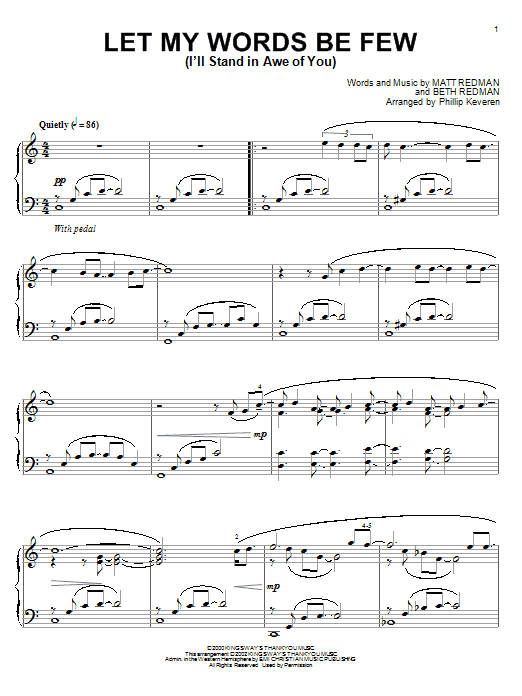 Matt Redman Let My Words Be Few (I'll Stand In Awe Of You) (arr. Phillip Keveren) sheet music notes and chords arranged for Piano Solo