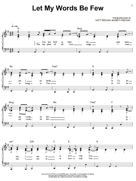 Matt Redman Let My Words Be Few (I'll Stand In Awe Of You) sheet music notes and chords arranged for Guitar Chords/Lyrics