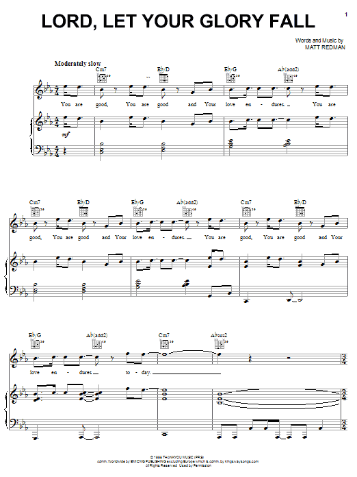 Matt Redman Lord, Let Your Glory Fall sheet music notes and chords arranged for Piano, Vocal & Guitar Chords (Right-Hand Melody)