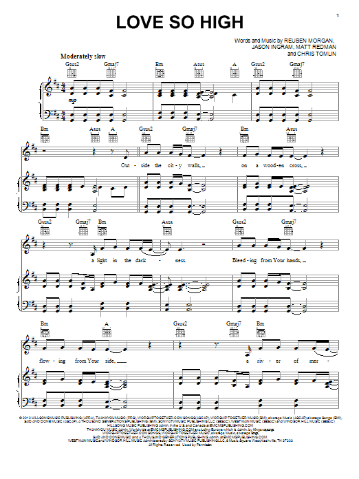 Matt Redman Love So High sheet music notes and chords arranged for Piano, Vocal & Guitar Chords (Right-Hand Melody)