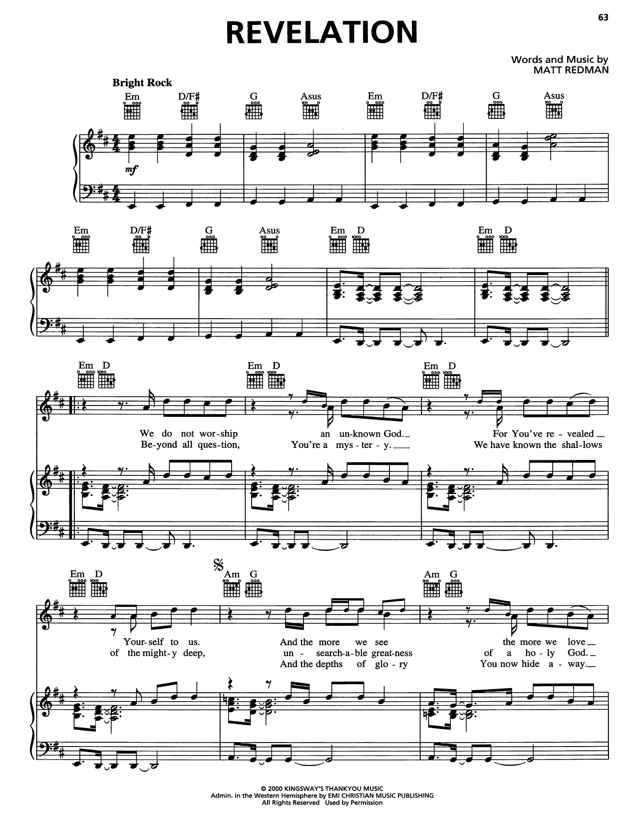 Matt Redman Revelation sheet music notes and chords arranged for Piano, Vocal & Guitar Chords (Right-Hand Melody)