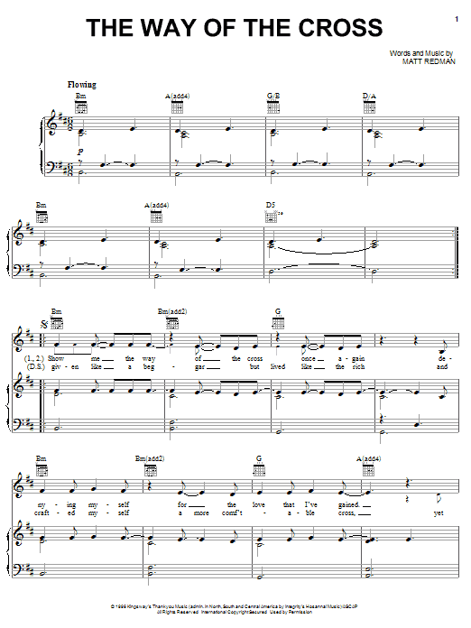Matt Redman The Way Of The Cross sheet music notes and chords arranged for Piano, Vocal & Guitar Chords (Right-Hand Melody)