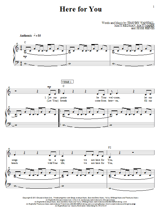 Matt Redman We Are Here For You sheet music notes and chords arranged for Piano, Vocal & Guitar Chords (Right-Hand Melody)