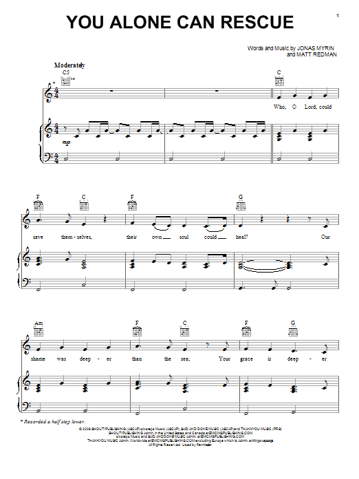 Matt Redman You Alone Can Rescue sheet music notes and chords arranged for Piano, Vocal & Guitar Chords (Right-Hand Melody)