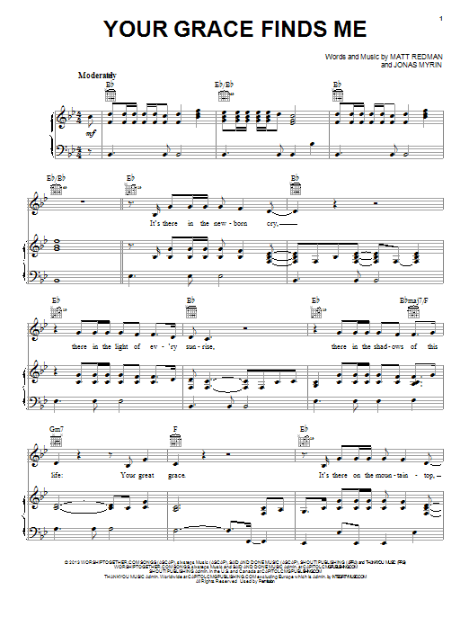 Matt Redman Your Grace Finds Me sheet music notes and chords arranged for Lead Sheet / Fake Book