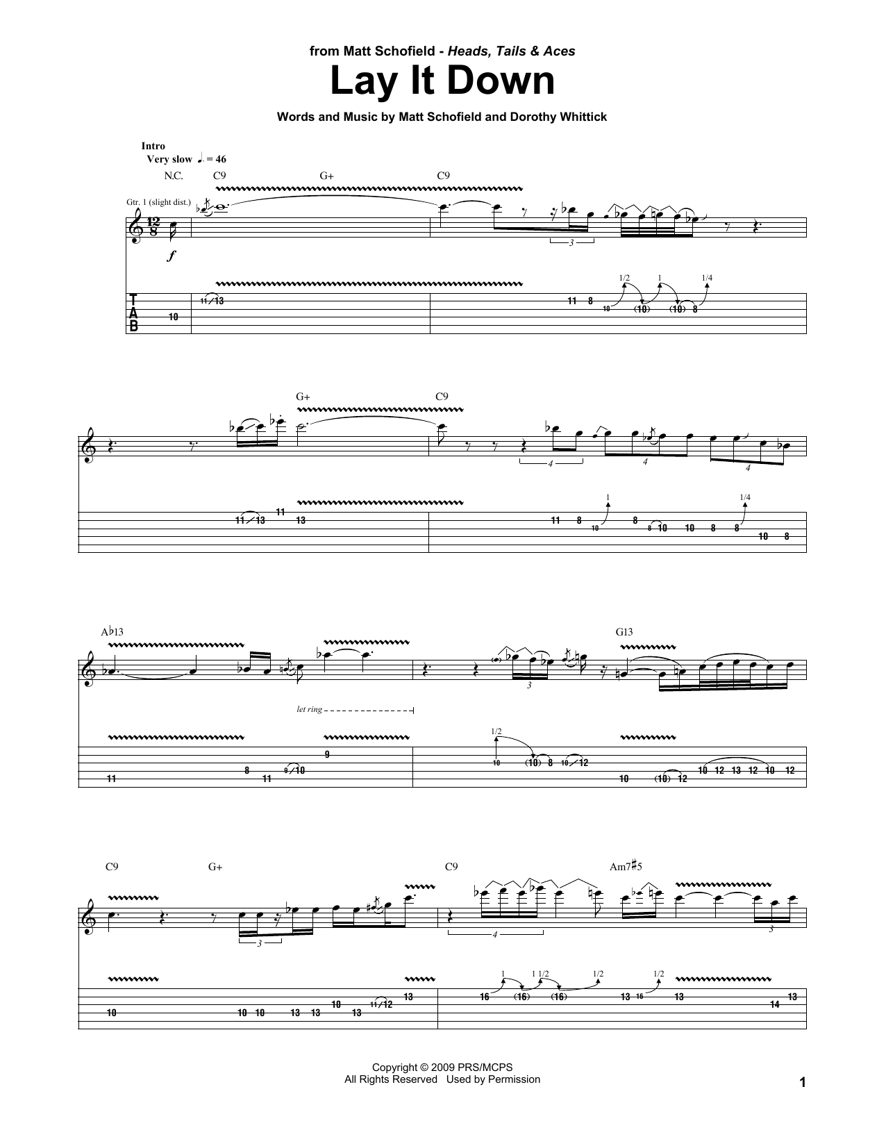 Matt Schofield Lay It Down sheet music notes and chords arranged for Guitar Tab