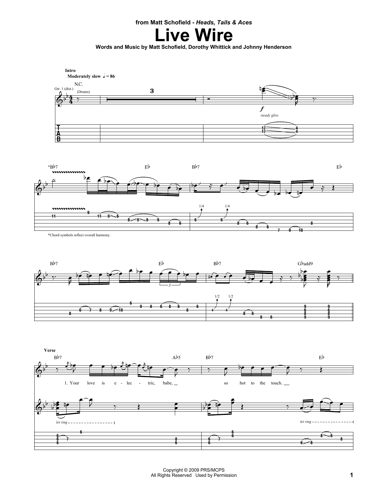 Matt Schofield Live Wire sheet music notes and chords arranged for Guitar Tab