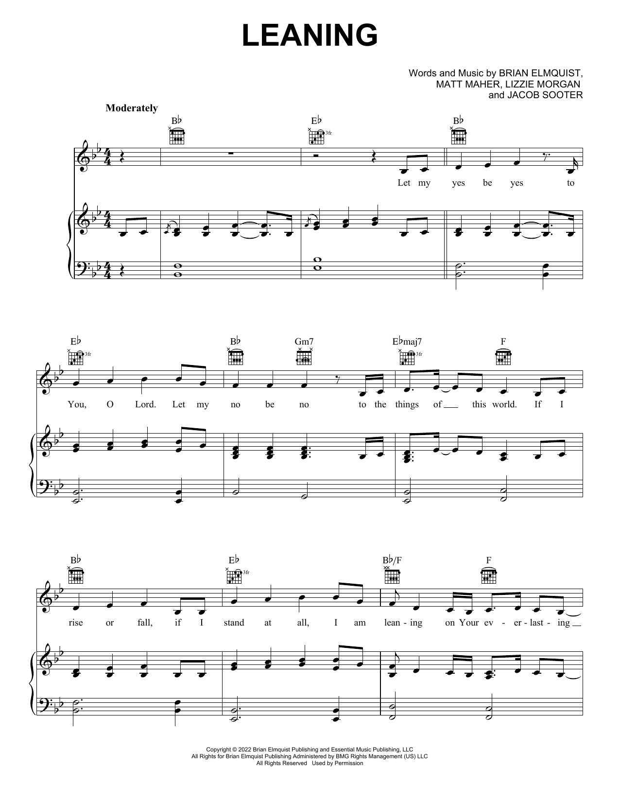 Matt Maher Leaning (feat. Lizzie Morgan) sheet music notes and chords arranged for Piano, Vocal & Guitar Chords (Right-Hand Melody)