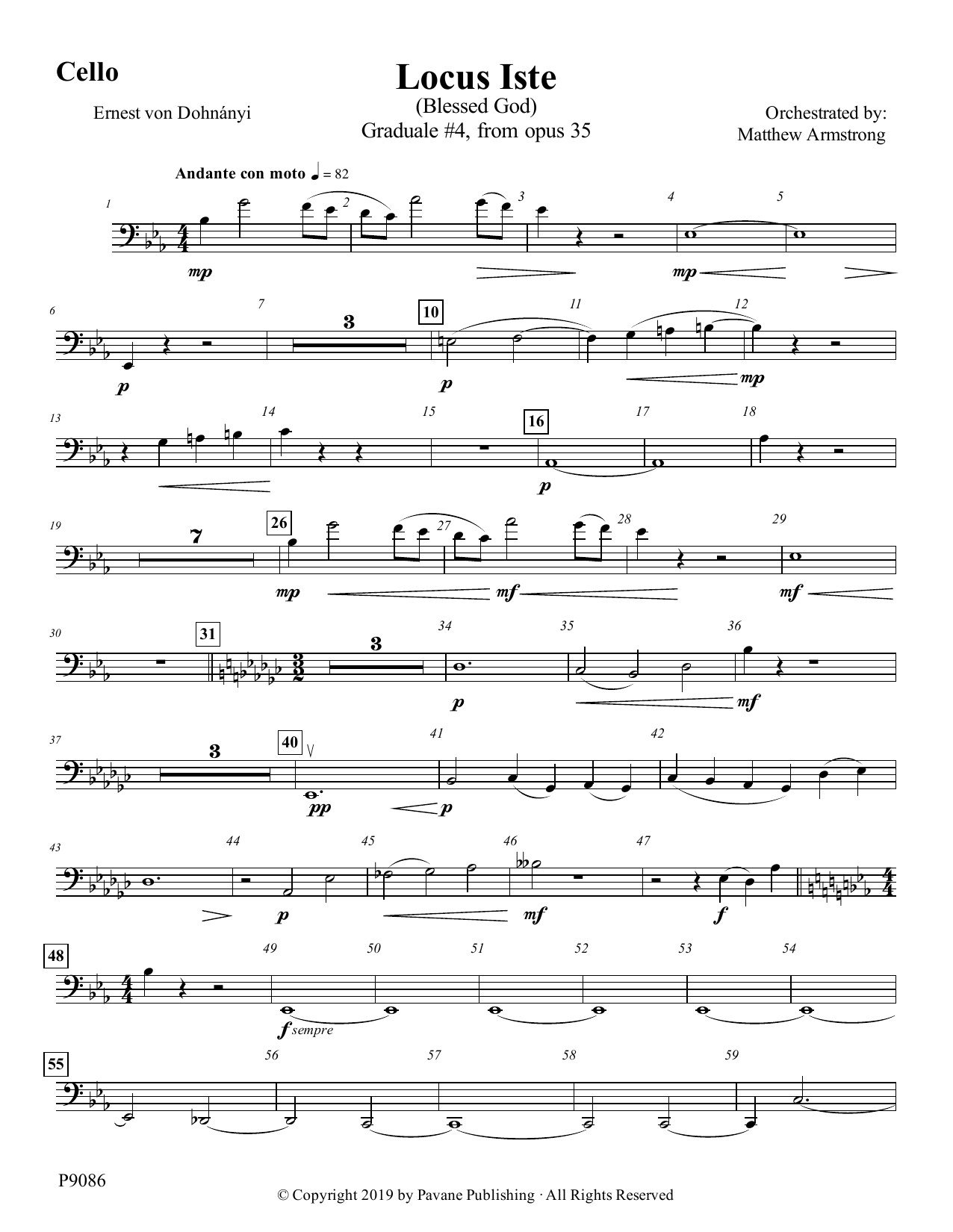 Matthew Armstrong Locus Iste - Cello sheet music notes and chords arranged for Choir Instrumental Pak