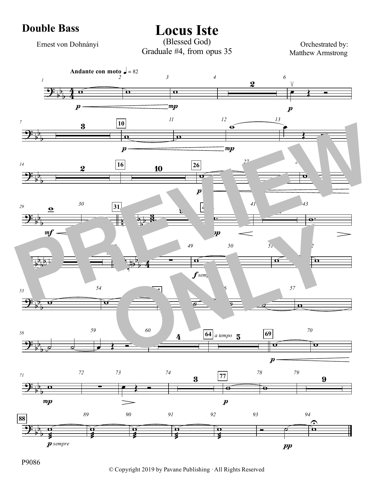 Matthew Armstrong Locus Iste - Double Bass sheet music notes and chords arranged for Choir Instrumental Pak
