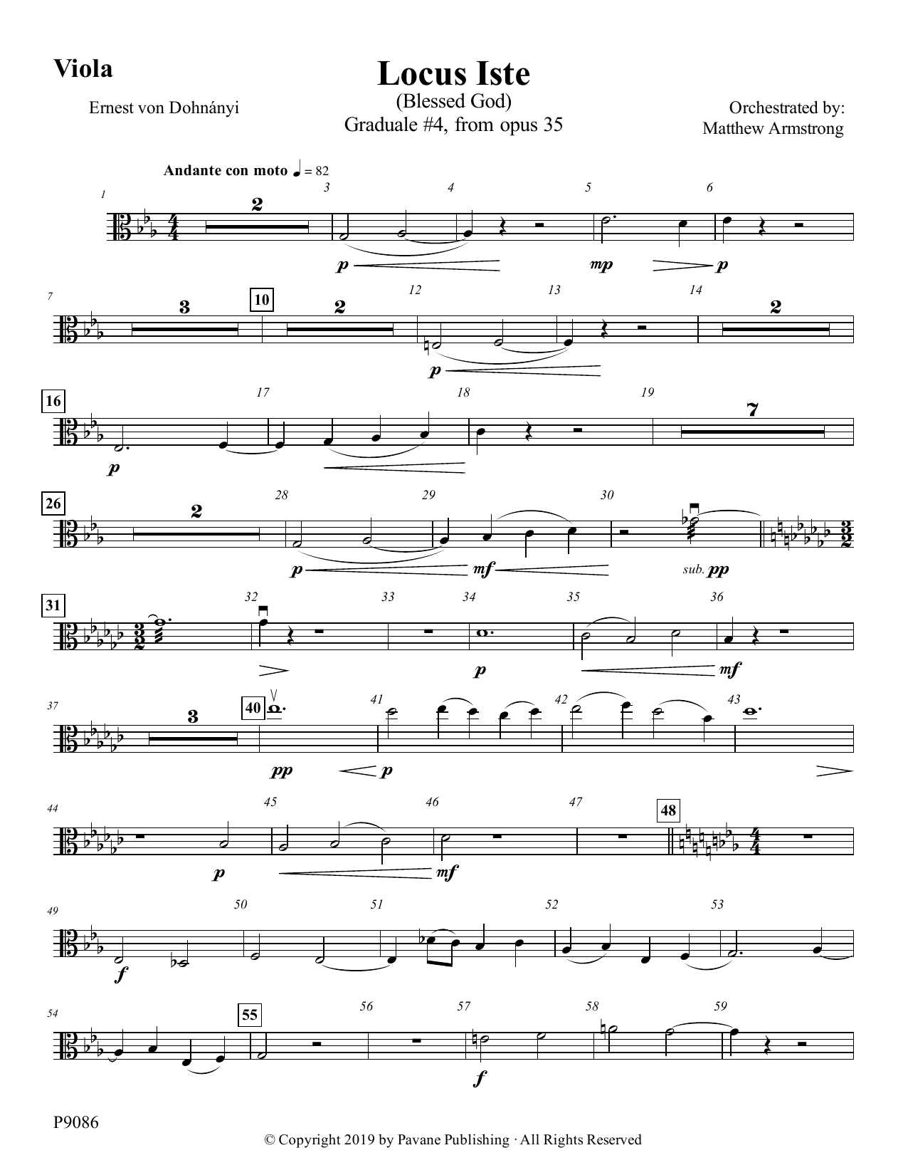 Matthew Armstrong Locus Iste - Viola sheet music notes and chords arranged for Choir Instrumental Pak