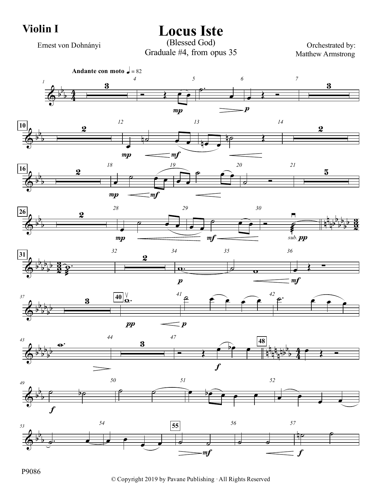 Matthew Armstrong Locus Iste - Violin I sheet music notes and chords arranged for Choir Instrumental Pak
