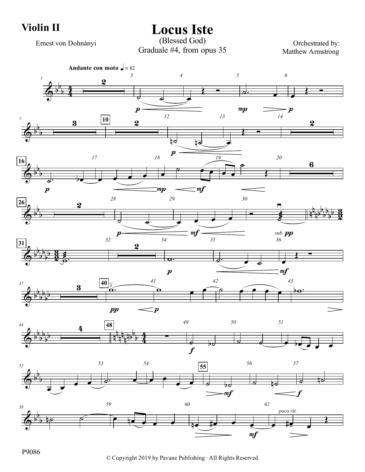 Matthew Armstrong Locus Iste - Violin II sheet music notes and chords arranged for Choir Instrumental Pak