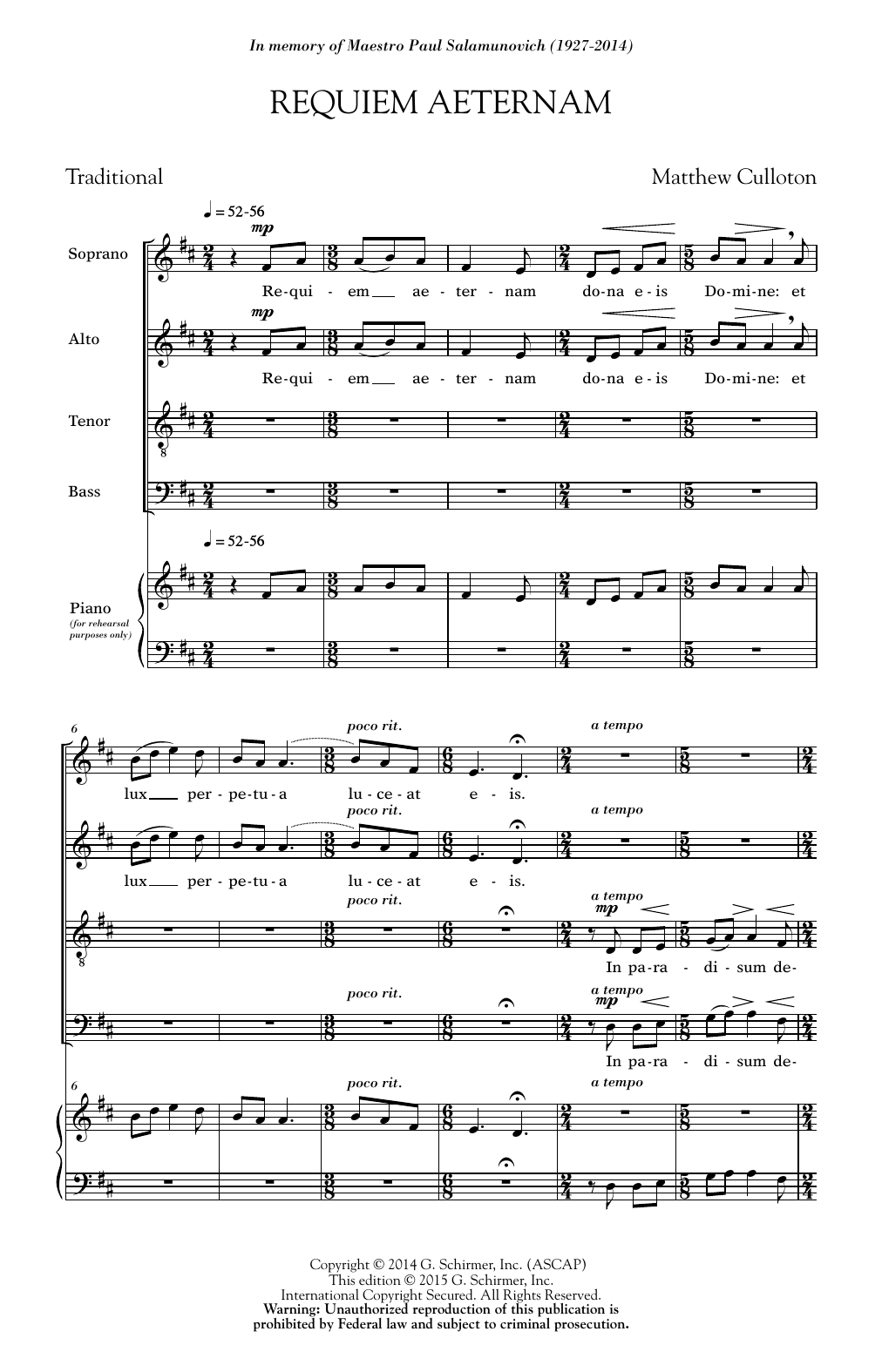 Matthew Colluton Requiem Aeternam sheet music notes and chords arranged for SATB Choir