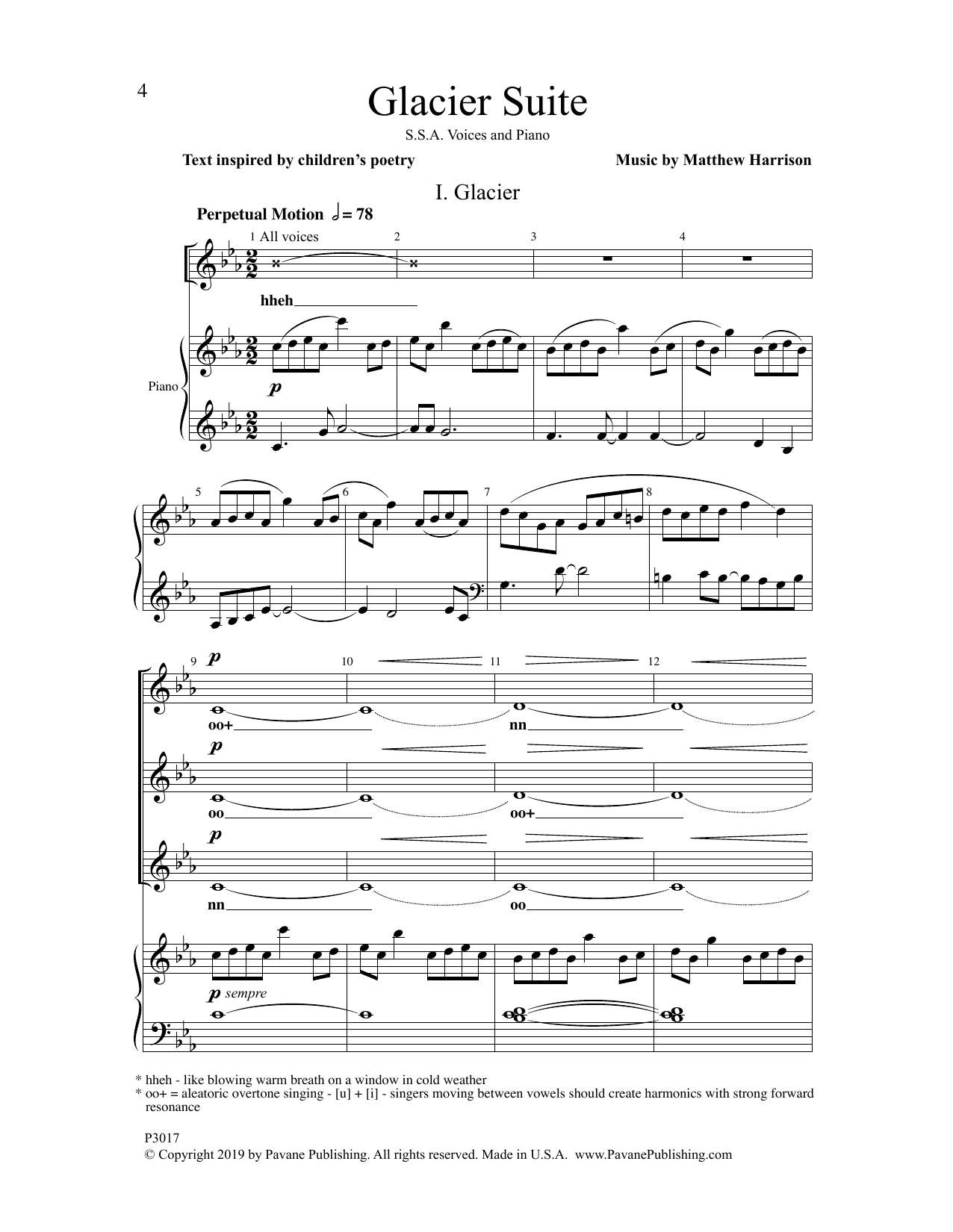 Matthew Harrison Glacier Suite sheet music notes and chords arranged for SSA Choir