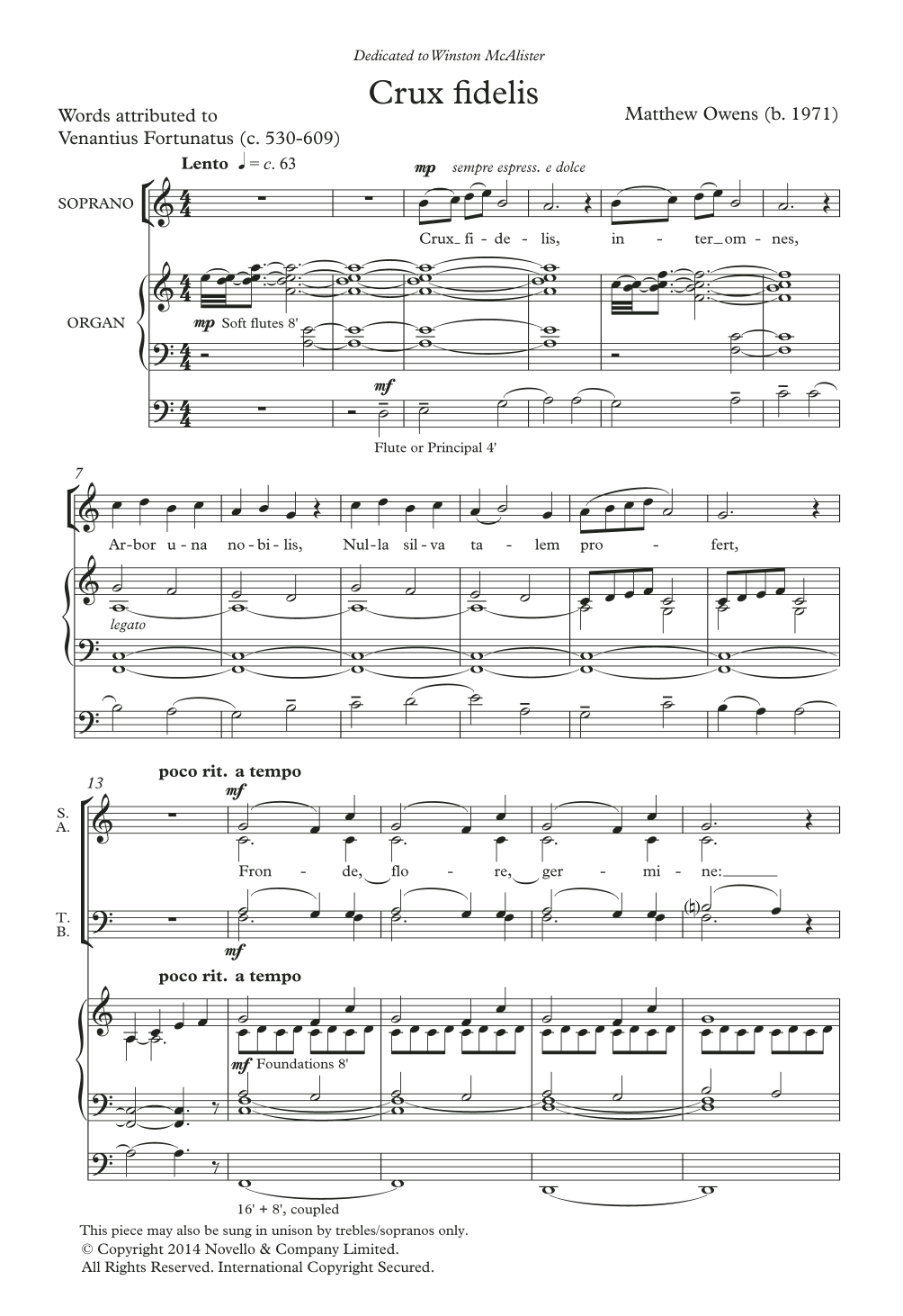 Matthew Owens Crux Fidelis sheet music notes and chords arranged for SATB Choir