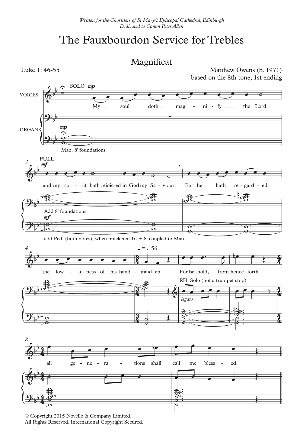 Matthew Owens Fauxbourdon Service sheet music notes and chords arranged for Piano, Vocal & Guitar Chords