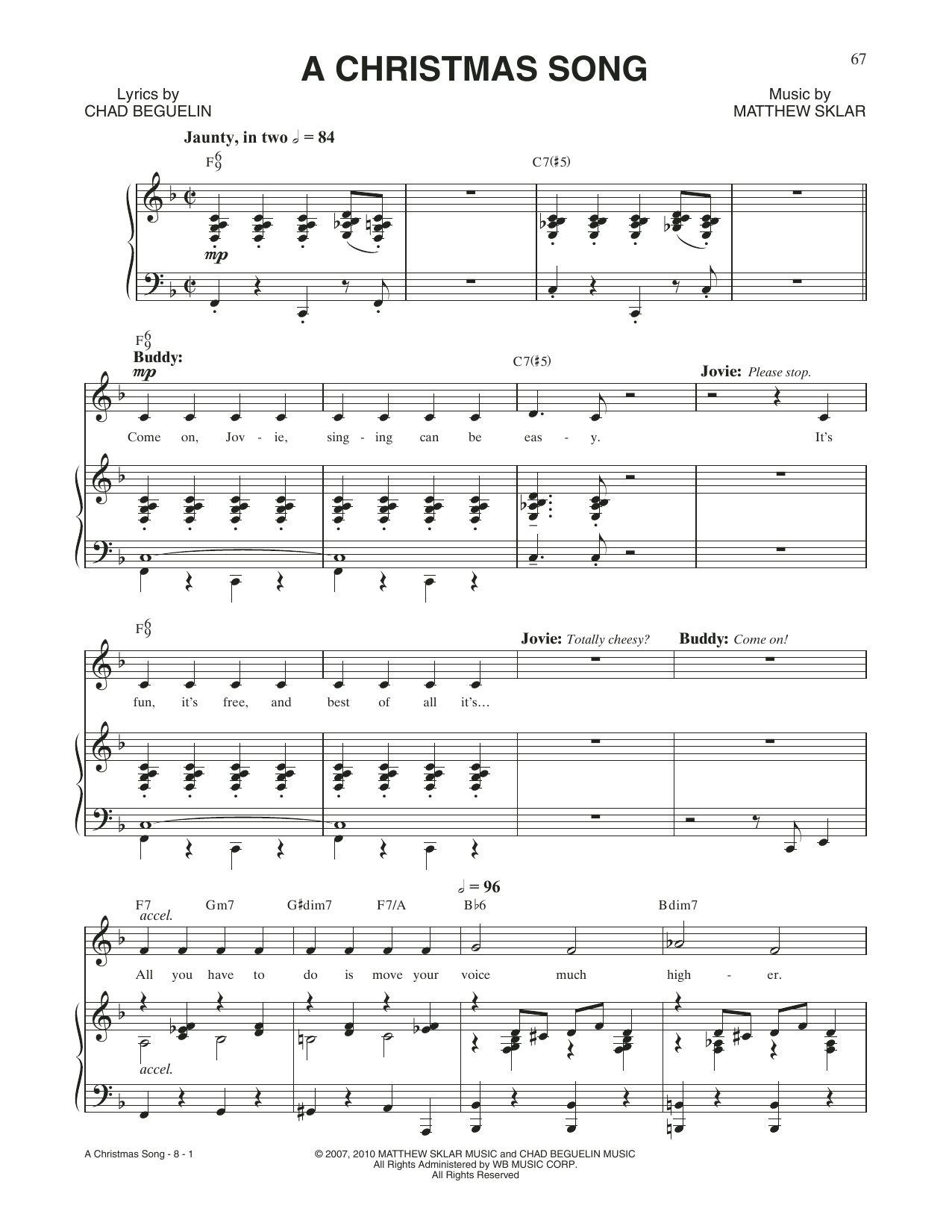 Matthew Sklar & Chad Beguelin A Christmas Song (from Elf: The Musical) sheet music notes and chords arranged for Piano & Vocal