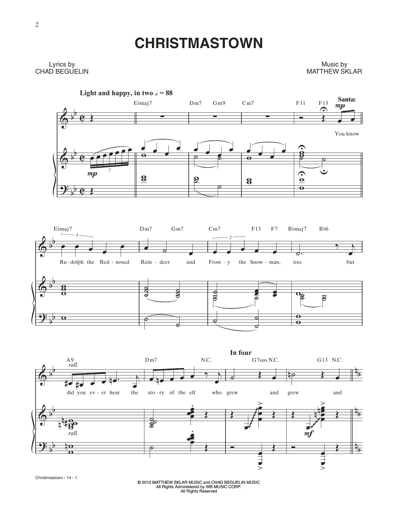 Matthew Sklar & Chad Beguelin Christmastown (from Elf: The Musical) sheet music notes and chords arranged for Piano & Vocal