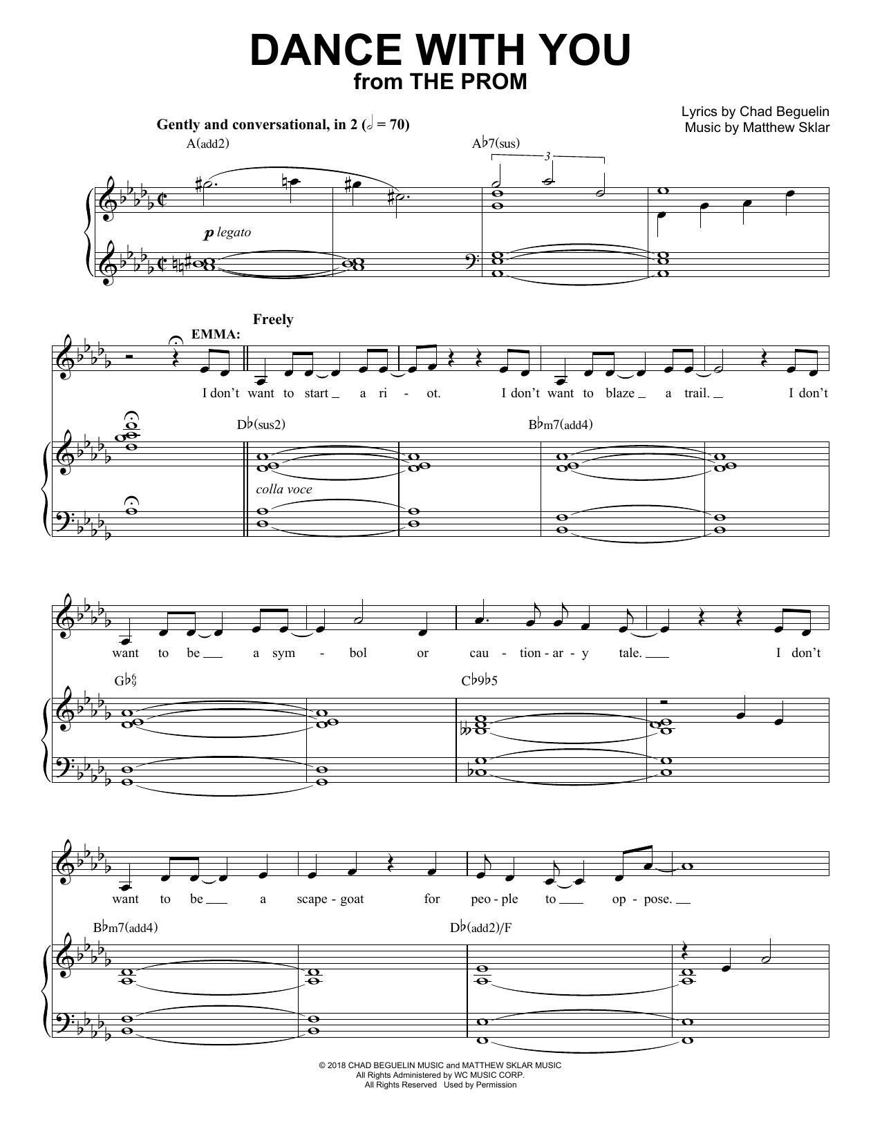 Matthew Sklar & Chad Beguelin Dance With You (from The Prom: A New Musical) sheet music notes and chords arranged for Piano & Vocal