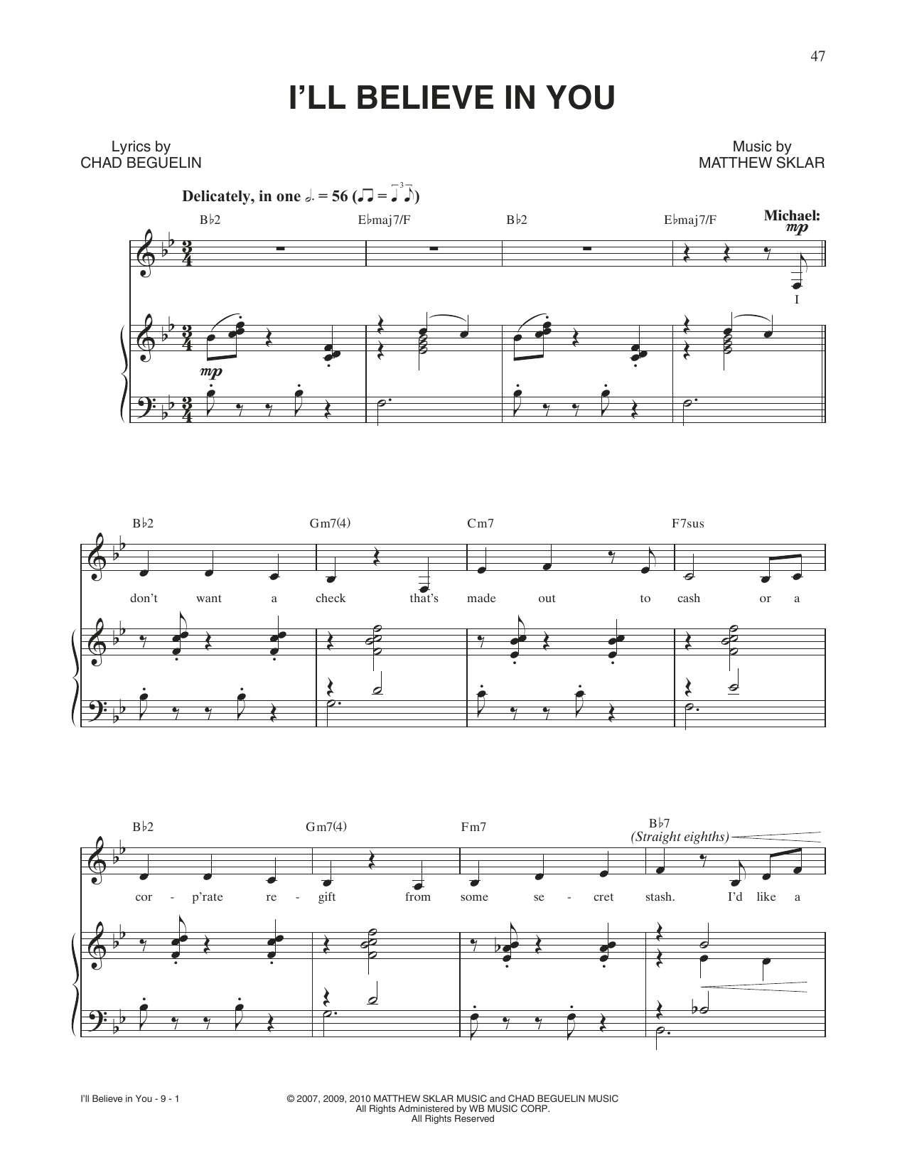 Matthew Sklar & Chad Beguelin I'll Believe In You (from Elf: The Musical) sheet music notes and chords arranged for Piano & Vocal