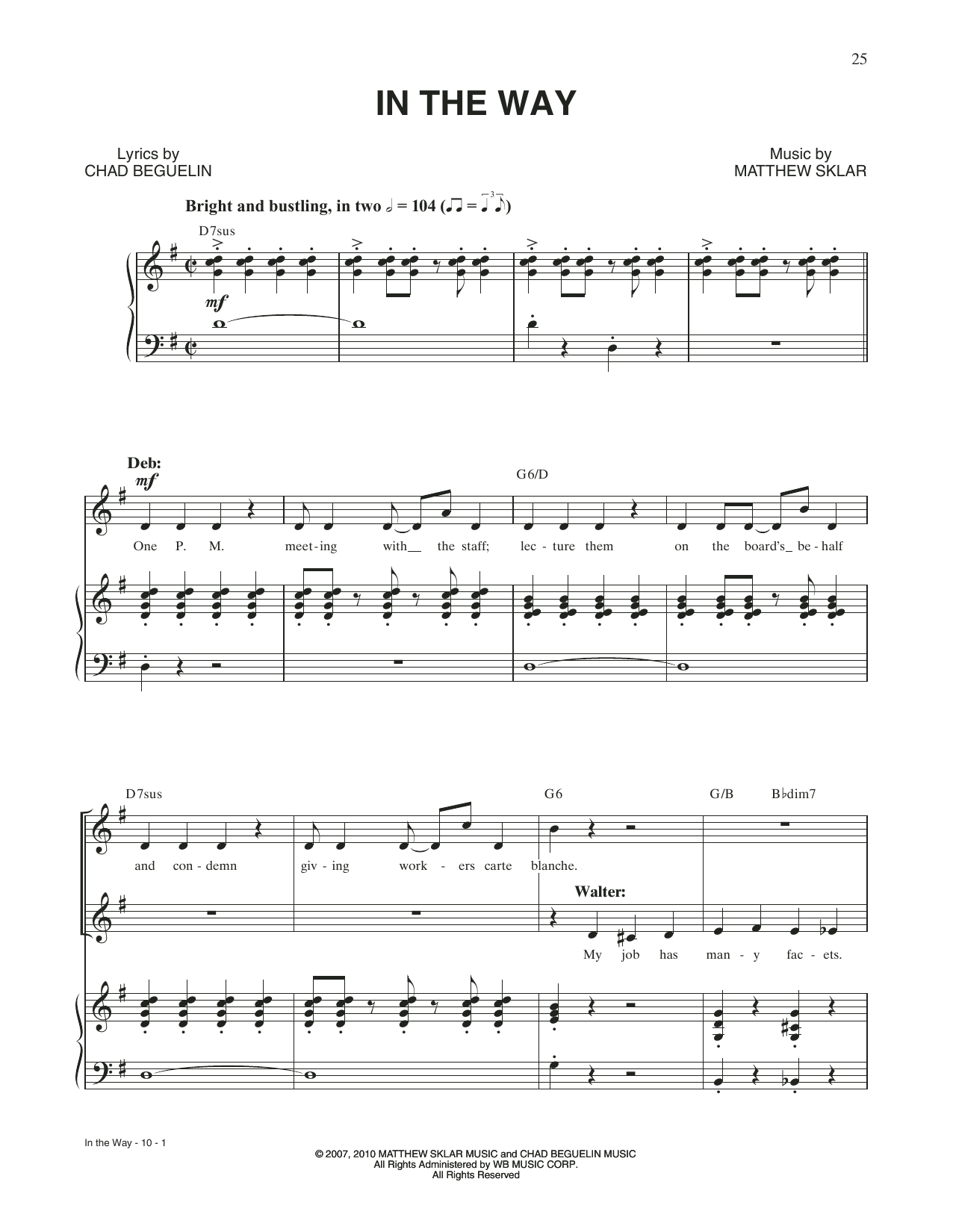 Matthew Sklar & Chad Beguelin In The Way (from Elf: The Musical) sheet music notes and chords arranged for Piano & Vocal