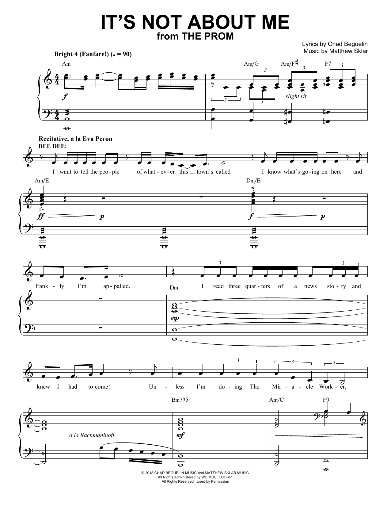 Matthew Sklar & Chad Beguelin It's Not About Me (from The Prom: A New Musical) sheet music notes and chords arranged for Piano & Vocal