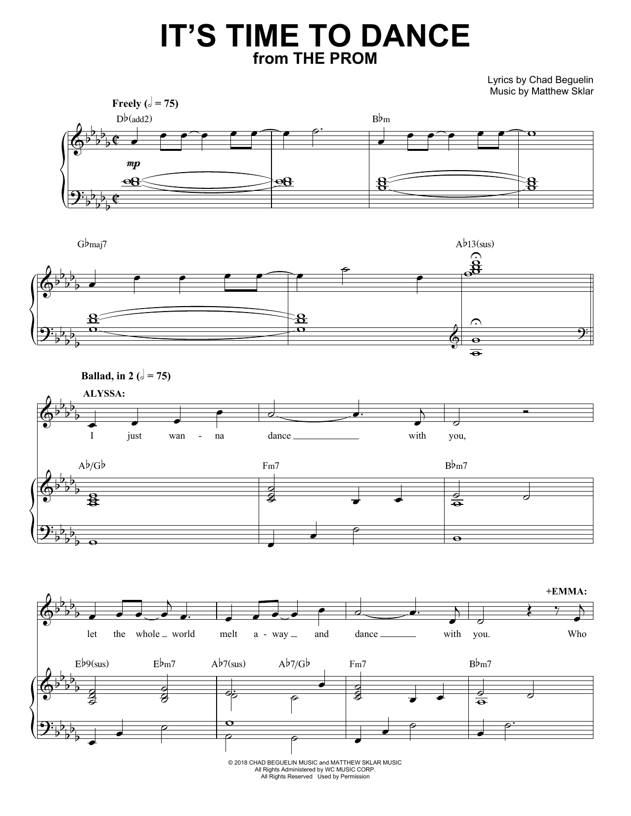 Matthew Sklar & Chad Beguelin It's Time To Dance (from The Prom: A New Musical) sheet music notes and chords arranged for Piano & Vocal