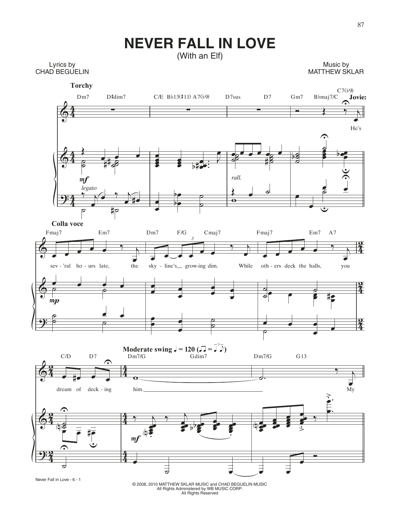 Matthew Sklar & Chad Beguelin Never Fall In Love (With An Elf) (from Elf: The Musical) sheet music notes and chords arranged for Piano & Vocal