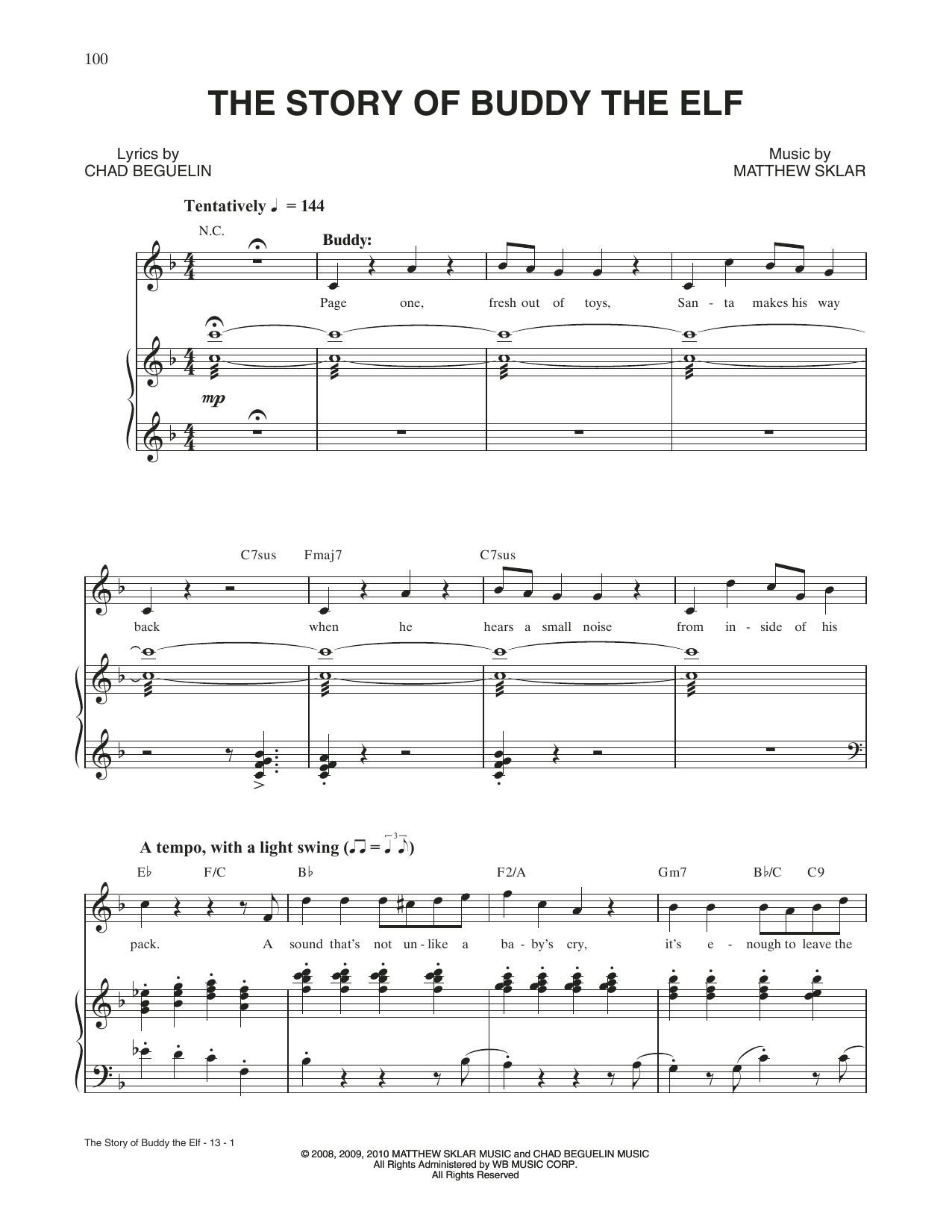 Matthew Sklar & Chad Beguelin The Story Of Buddy The Elf (from Elf: The Musical) sheet music notes and chords arranged for Piano & Vocal