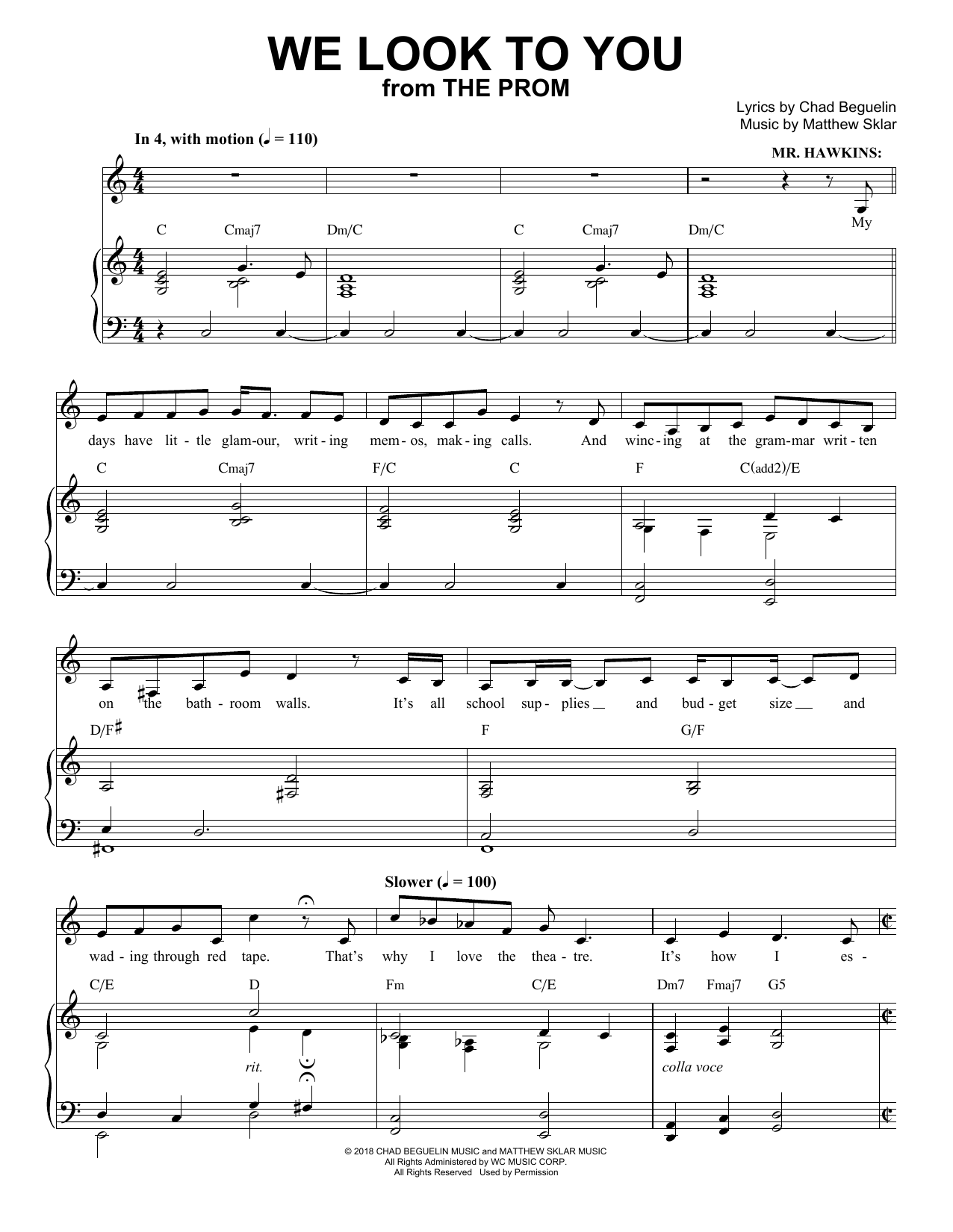 Matthew Sklar & Chad Beguelin We Look To You (from The Prom: A New Musical) sheet music notes and chords arranged for Piano & Vocal