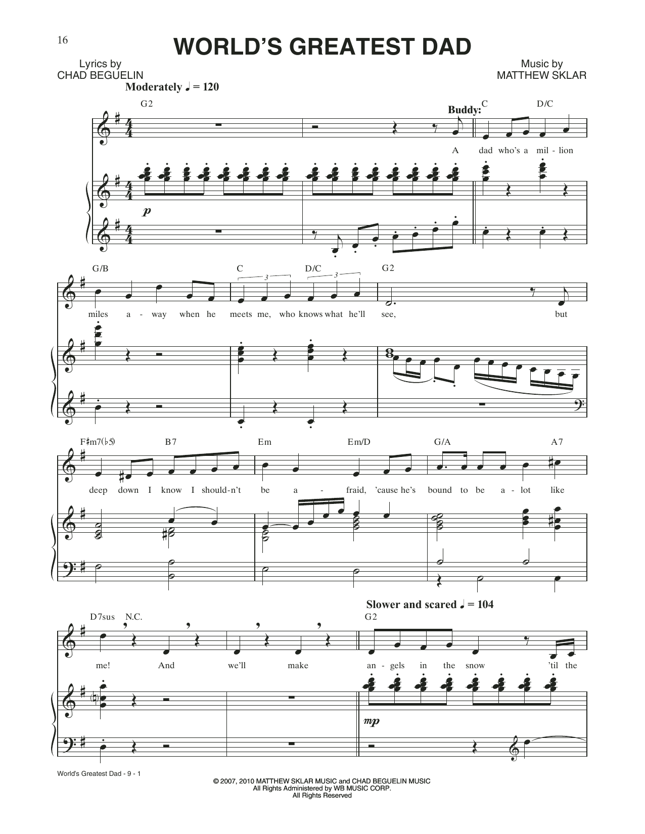 Matthew Sklar & Chad Beguelin World's Greatest Dad (from Elf: The Musical) sheet music notes and chords arranged for Piano & Vocal
