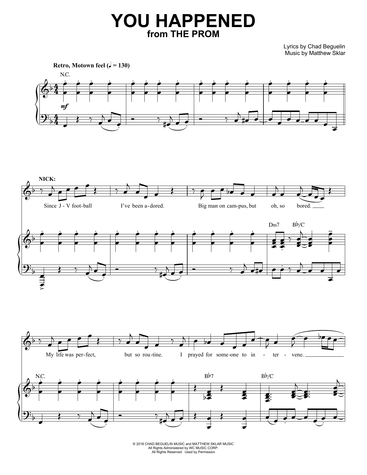 Matthew Sklar & Chad Beguelin You Happened (from The Prom: A New Musical) sheet music notes and chords arranged for Piano & Vocal