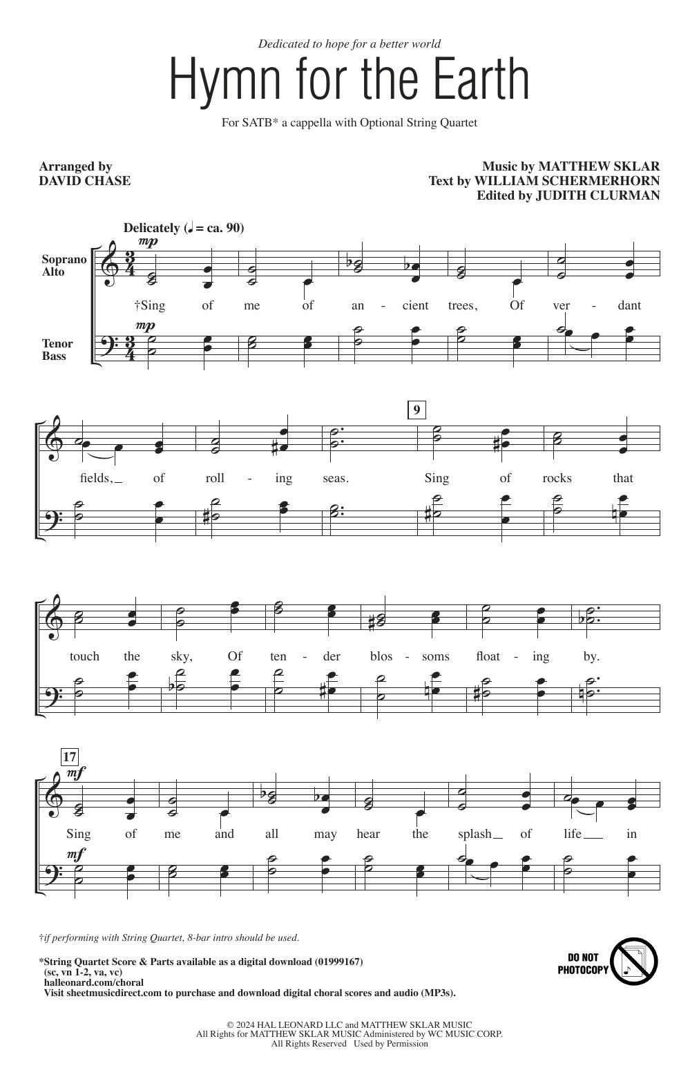 Matthew Sklar Hymn For The Earth (arr. David Chase) sheet music notes and chords arranged for SATB Choir