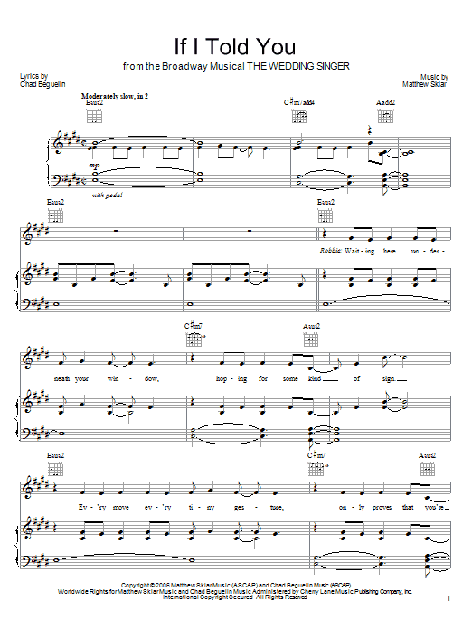 Matthew Sklar If I Told You sheet music notes and chords arranged for Piano, Vocal & Guitar Chords (Right-Hand Melody)