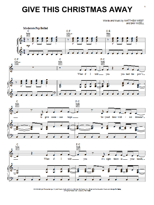 Matthew West feat. Amy Grant Give This Christmas Away sheet music notes and chords arranged for Piano, Vocal & Guitar Chords (Right-Hand Melody)