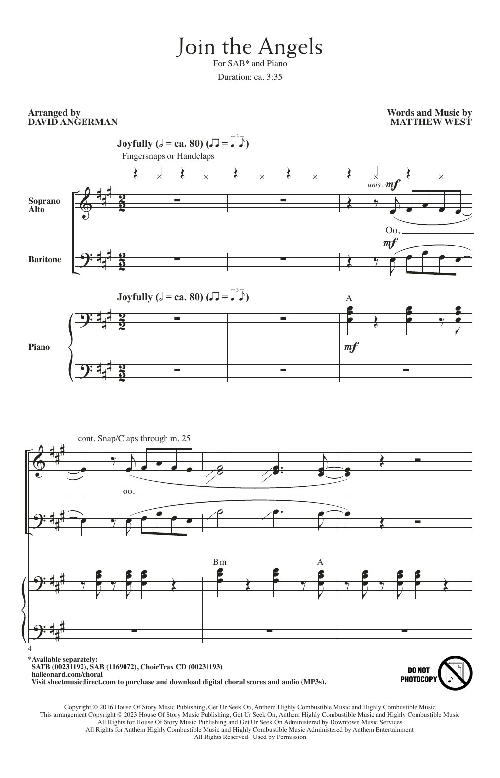Matthew West Join The Angels (arr. David Angerman) sheet music notes and chords arranged for SAB Choir