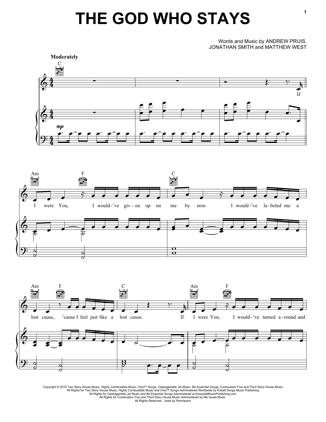 Matthew West The God Who Stays sheet music notes and chords arranged for Piano, Vocal & Guitar Chords (Right-Hand Melody)