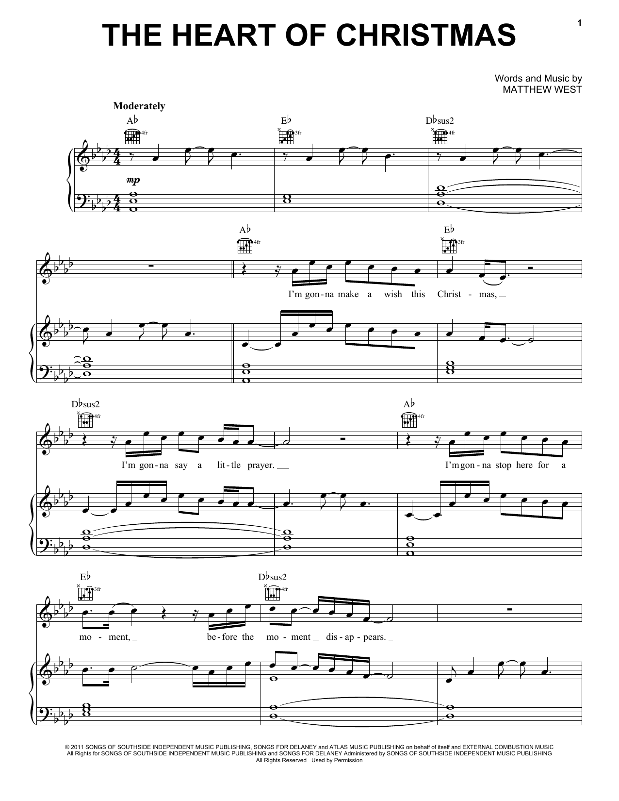 Matthew West The Heart Of Christmas sheet music notes and chords arranged for Piano, Vocal & Guitar Chords (Right-Hand Melody)