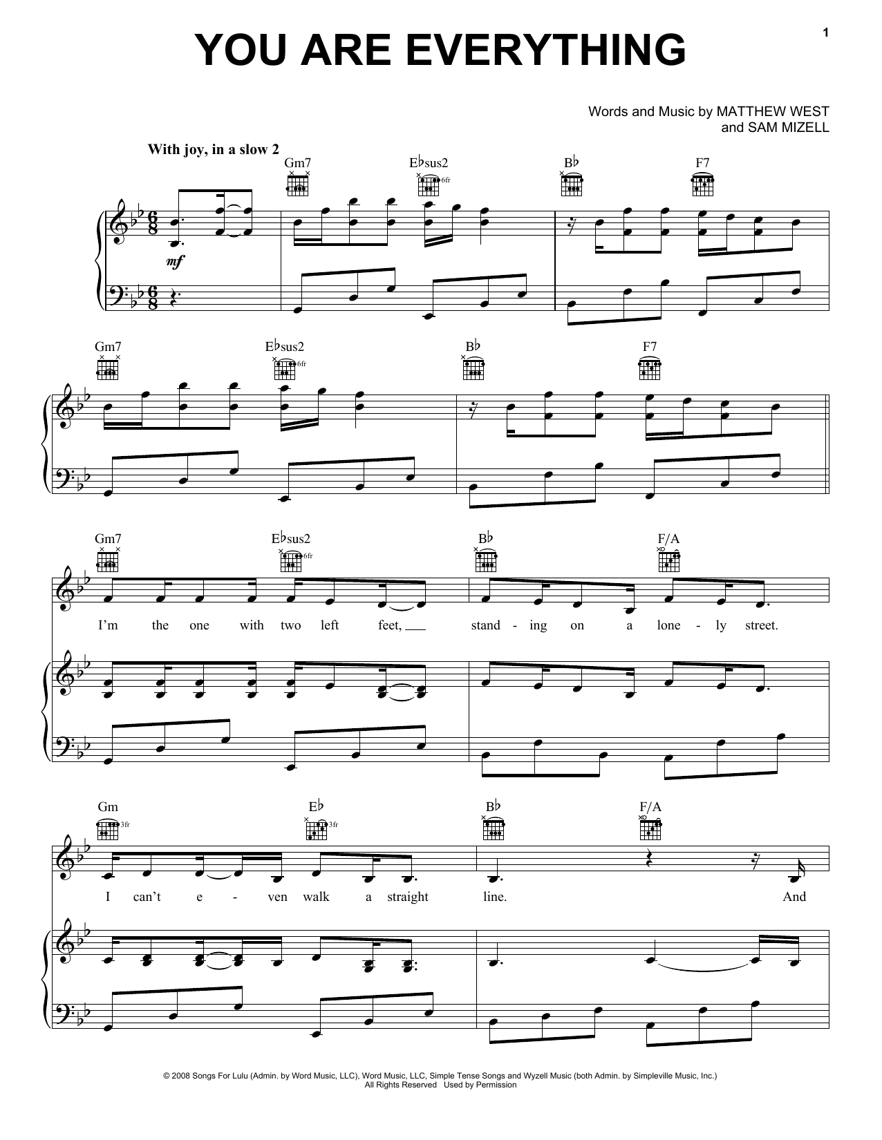 Matthew West You Are Everything sheet music notes and chords arranged for Piano, Vocal & Guitar Chords (Right-Hand Melody)