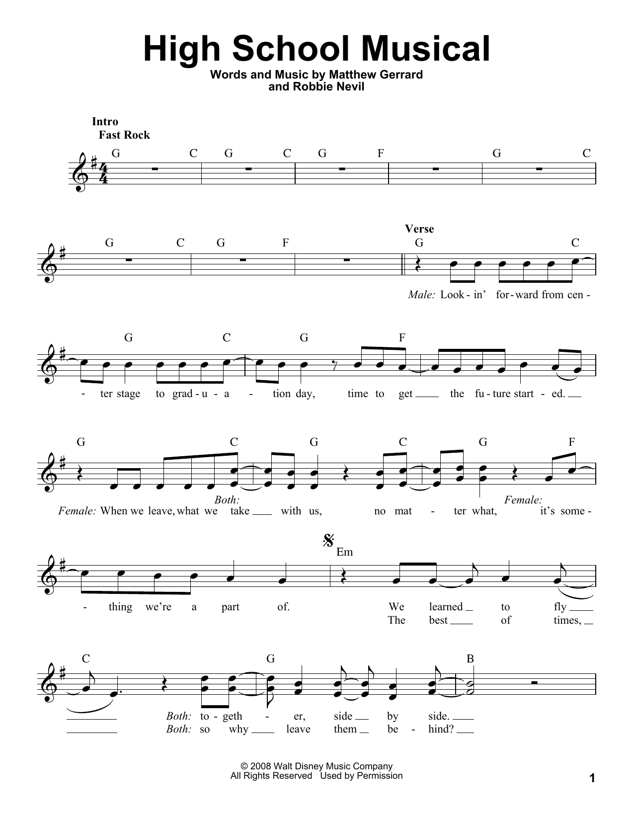 Matthew Gerrard High School Musical sheet music notes and chords. Download Printable PDF.
