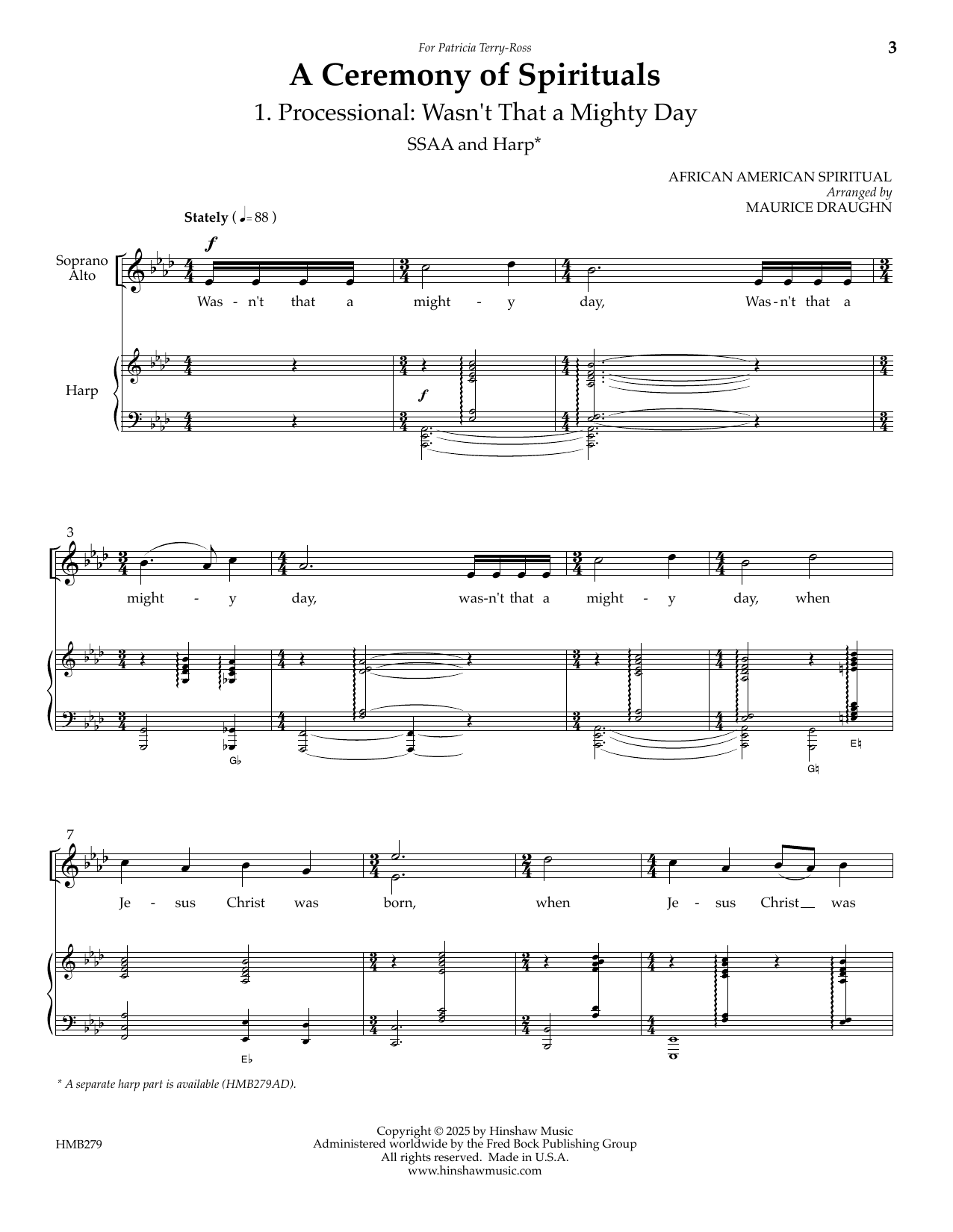 Maurice Draughn A Ceremony Of Spirituals sheet music notes and chords arranged for SATB Choir