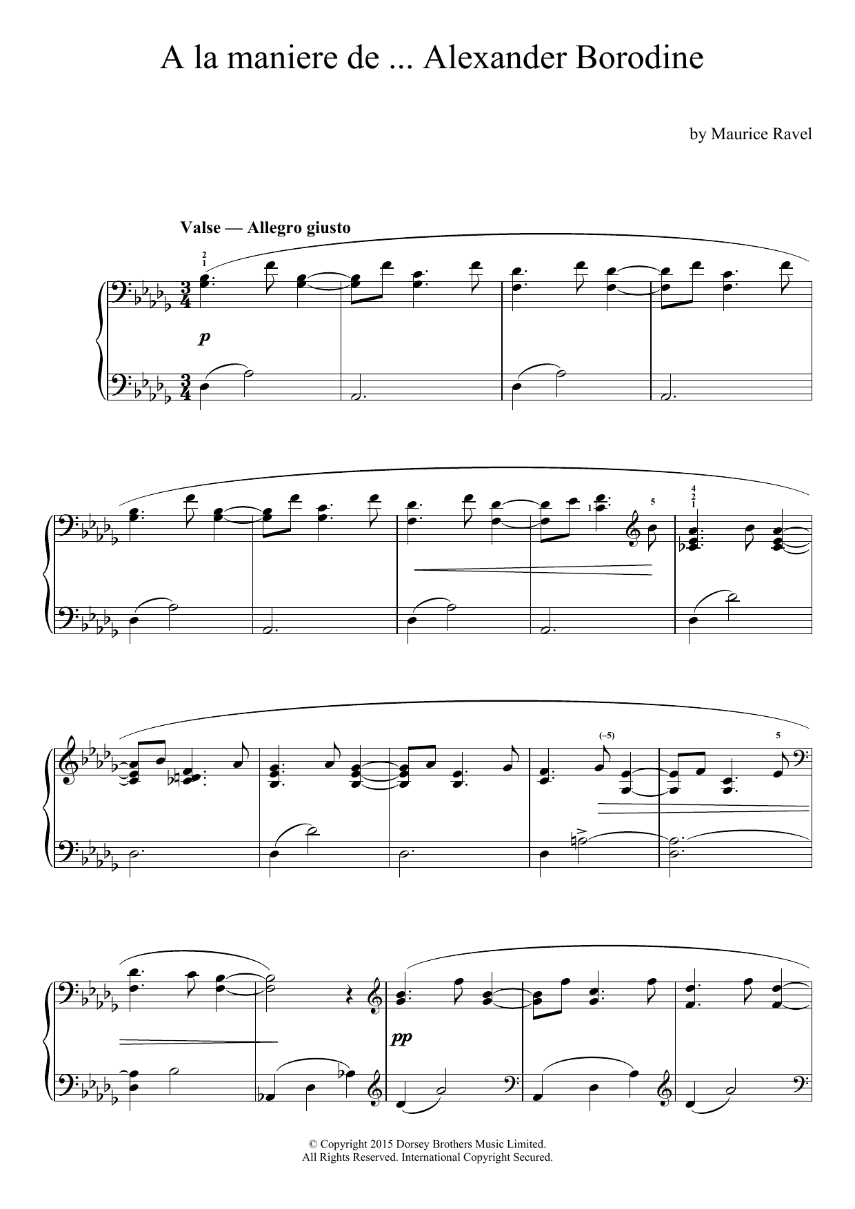 Maurice Ravel A La Maniere De Borodine sheet music notes and chords arranged for Piano Solo