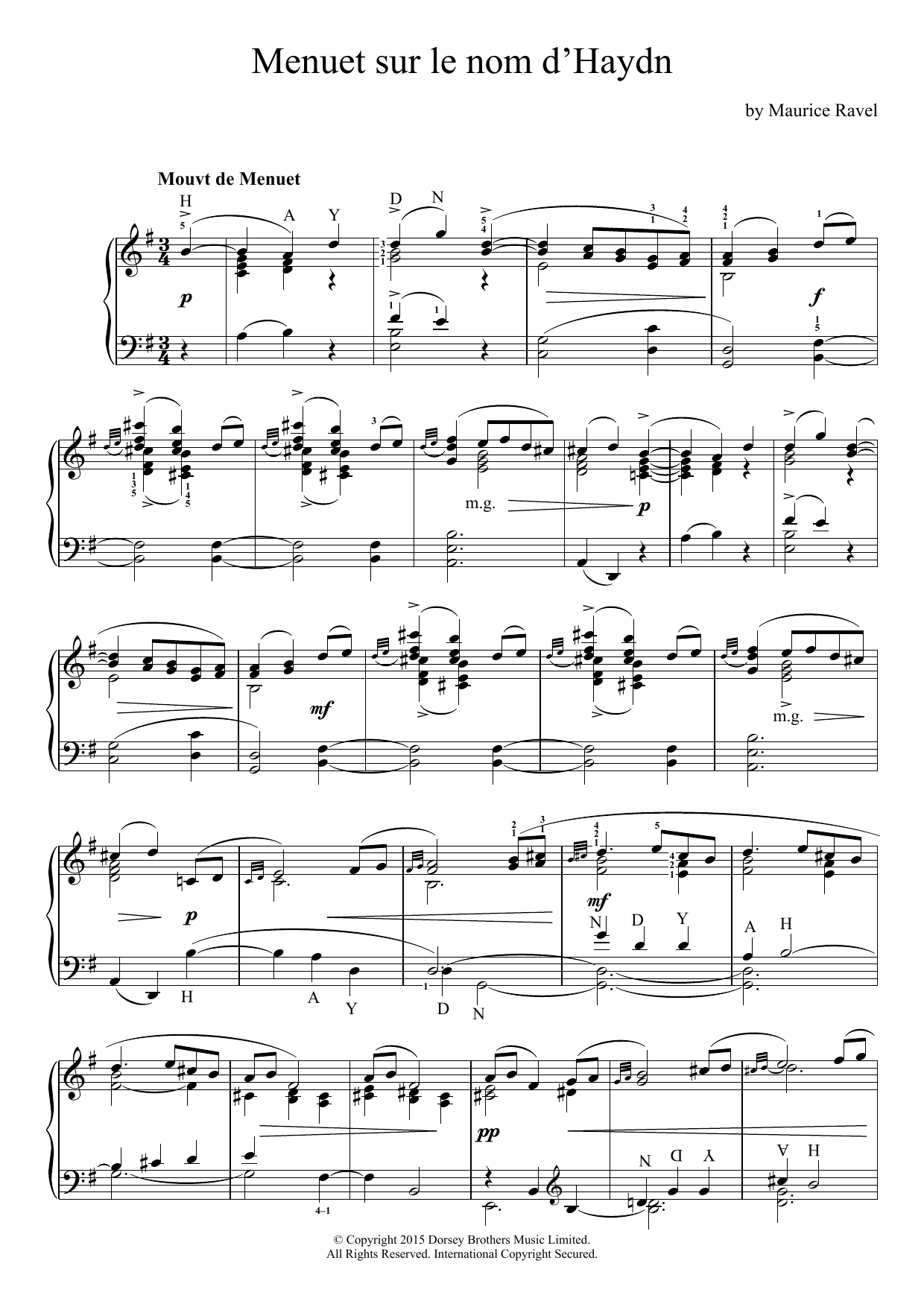 Maurice Ravel Menuet Sur Le Nom D'Haydn sheet music notes and chords arranged for Piano Solo
