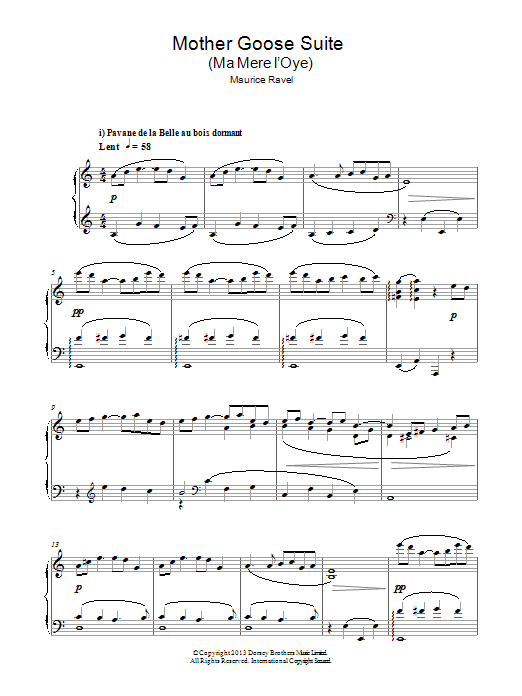 Maurice Ravel Mother Goose Suite sheet music notes and chords arranged for Piano Solo