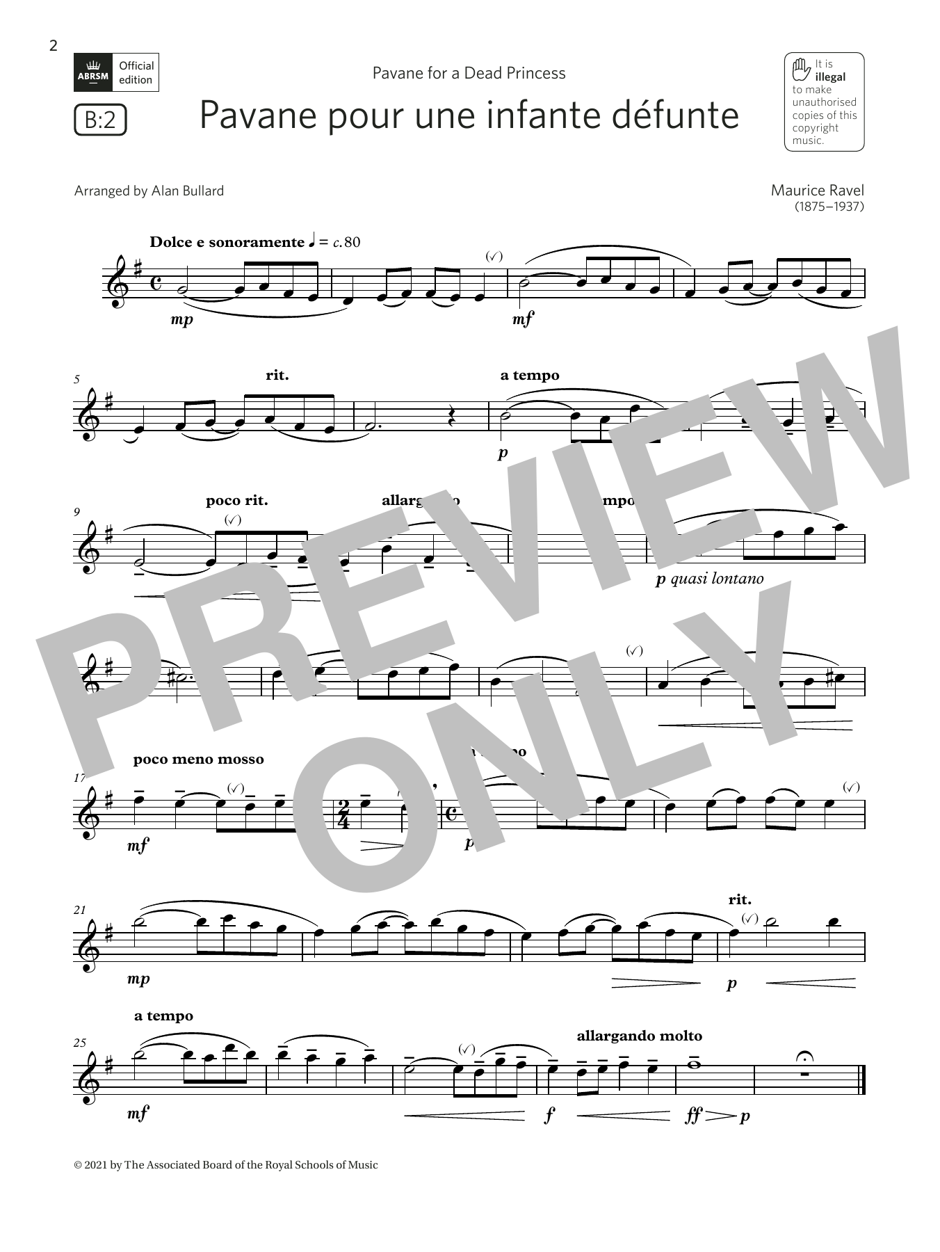 Maurice Ravel Pavane pour une infante défunte  (Grade 3 List B2 from the ABRSM Saxophone syllabus from 2022) sheet music notes and chords arranged for Alto Sax Solo